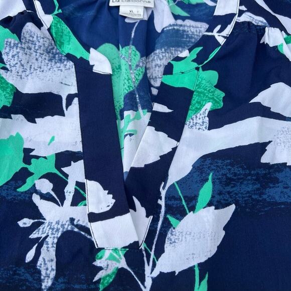 LIZ CLAIBORNE floral sleeveless top, back longer, women's XL - Picture 3 of 7